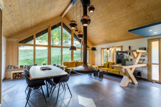 Intérieur maison ossature bois avec lambris - Villard de Lans